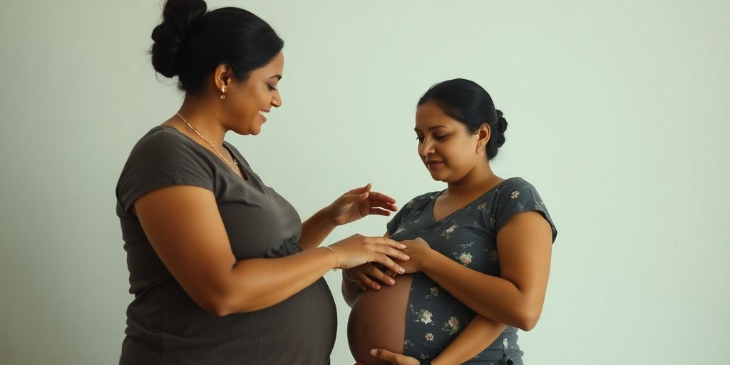 Doula apoiando gestante em trabalho de parto.
