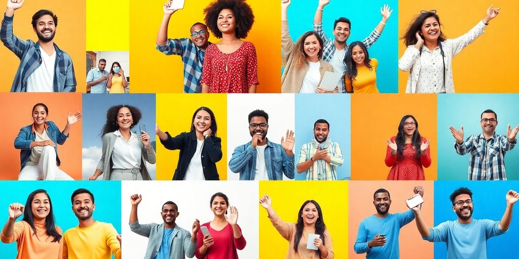 Diverse business owners celebrating successful Instagram ad campaigns.