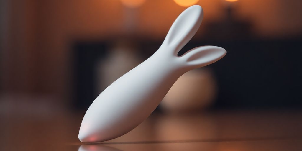 Rabbit vibrator with glowing tip and soft texture.