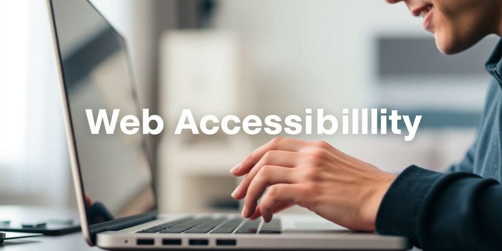 Person using a laptop with assistive technology.