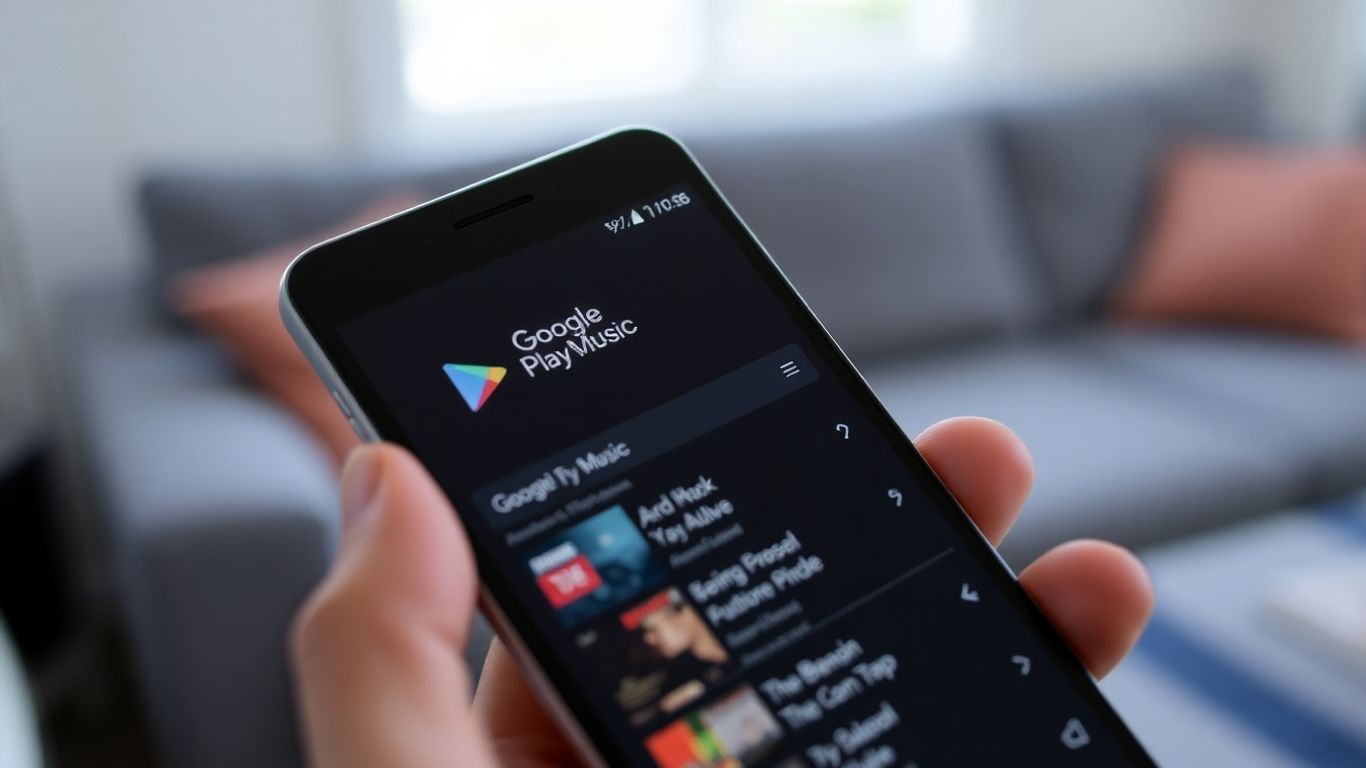 Google Play Music app on a smartphone screen.
