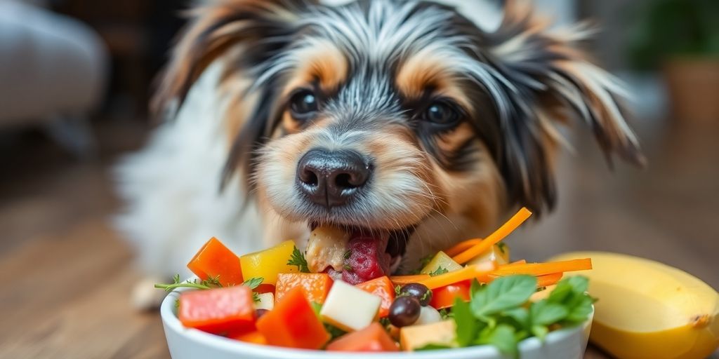 Dog enjoying a bowl of raw food