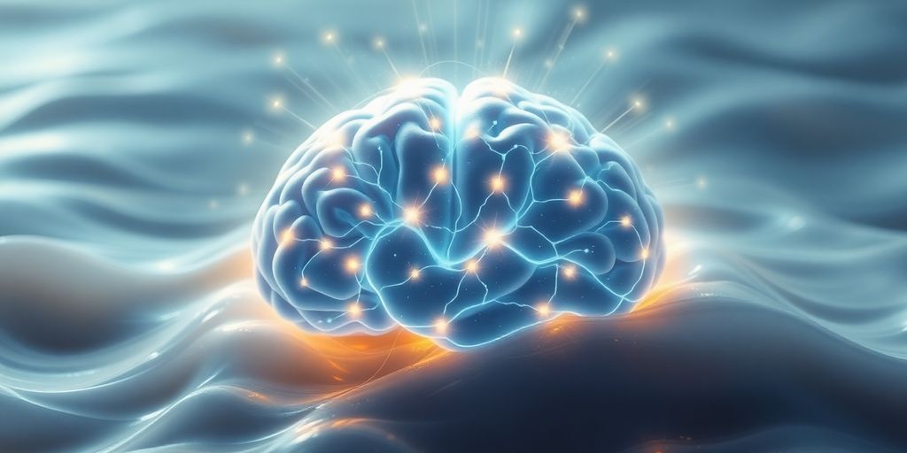 A glowing brain with vibrant neural connections and light.