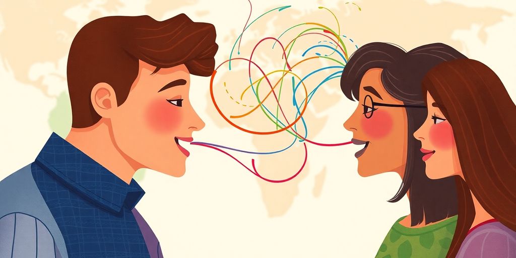 Diverse people speaking various languages
