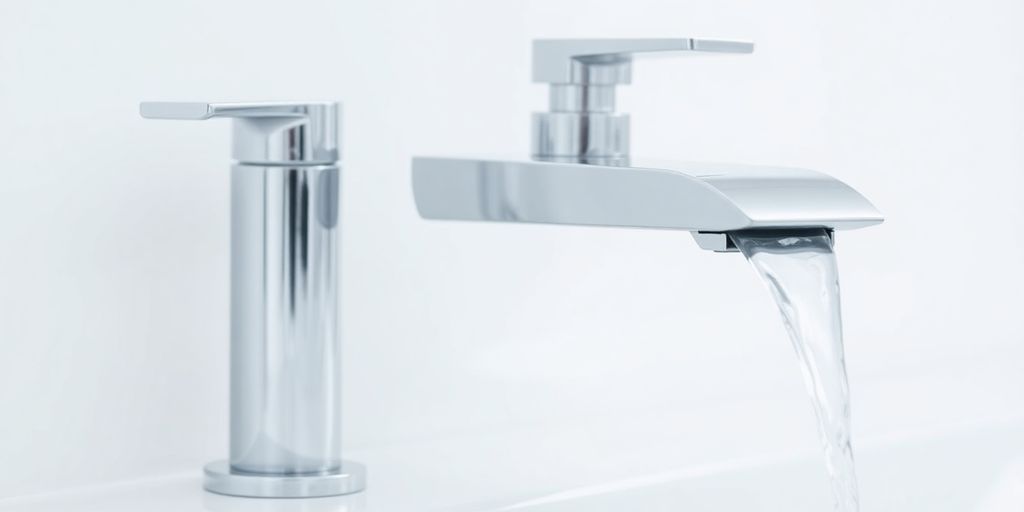 Sleek modern bathroom tap with clean lines.