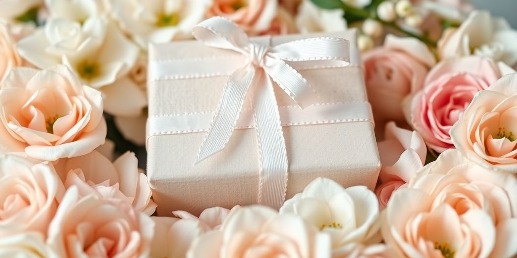 Gift box with flowers celebrating motherhood journey.
