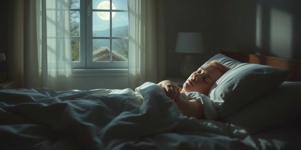 Person peacefully sleeping in a comfortable bed.