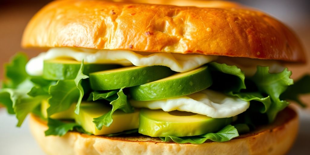 Einstein Bros. Garden Avocado Egg Sandwich with avocado and egg.