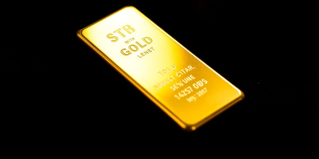 Barre d'or sur un fond sombre et luxueux.