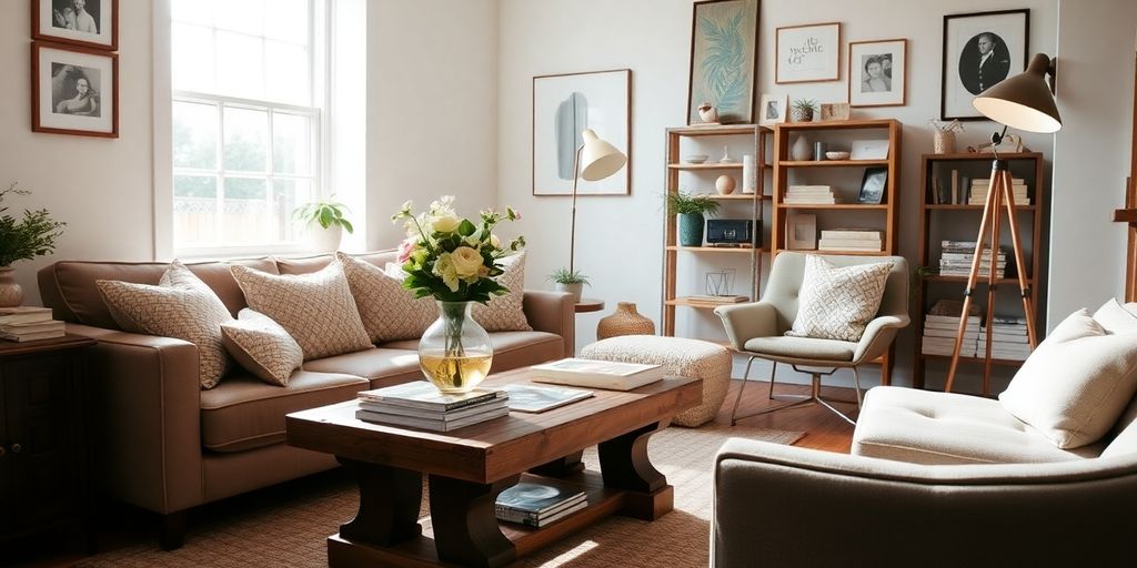 Stylish room with various decor elements.