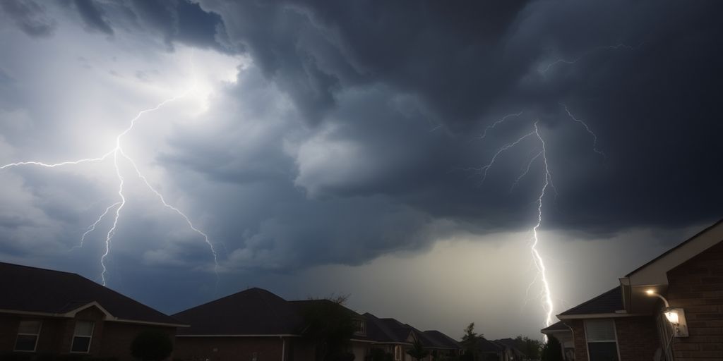 Lightning striking near houses with surge protectors.