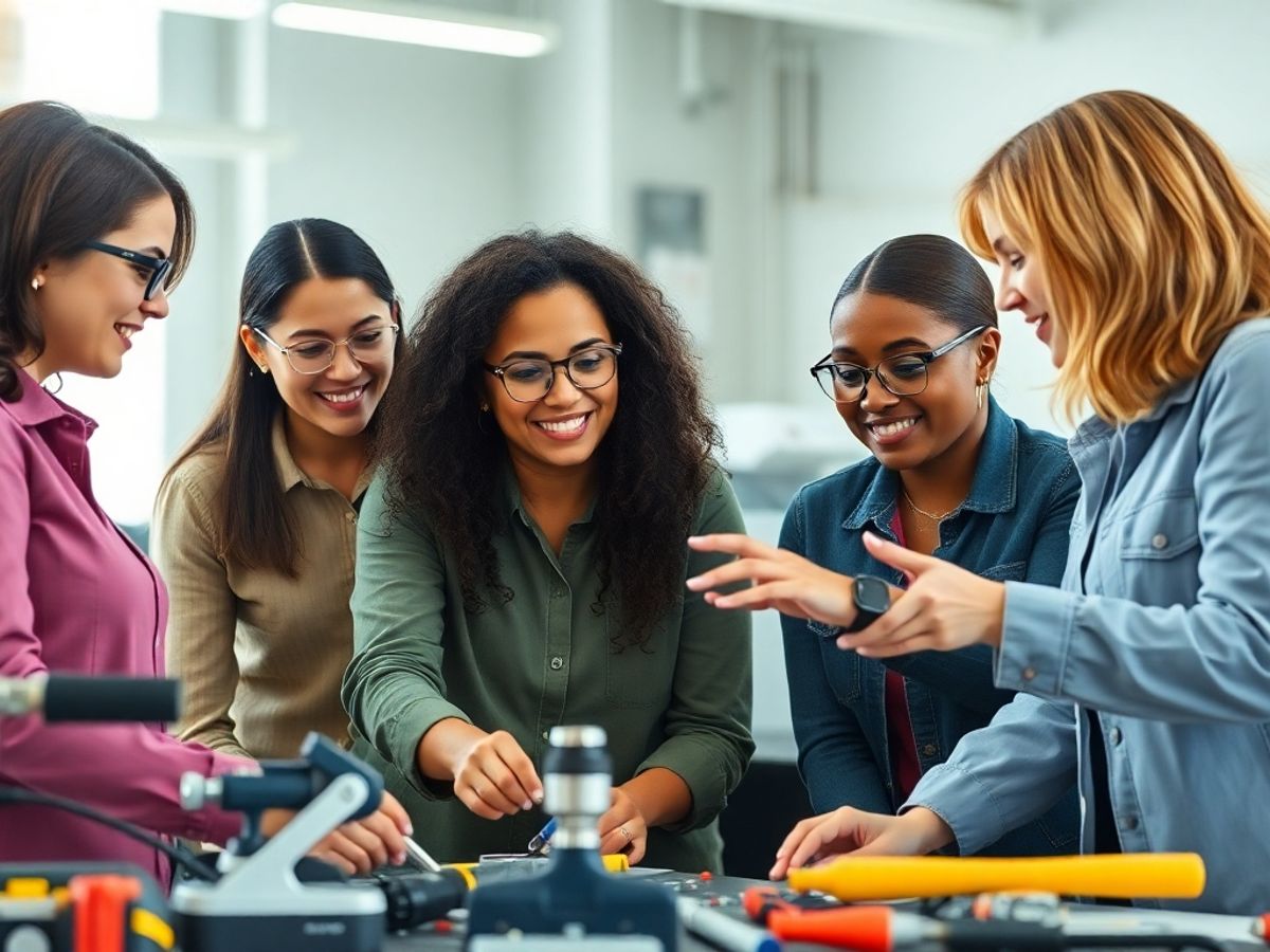 Women engineers collaborating on a STEM project.