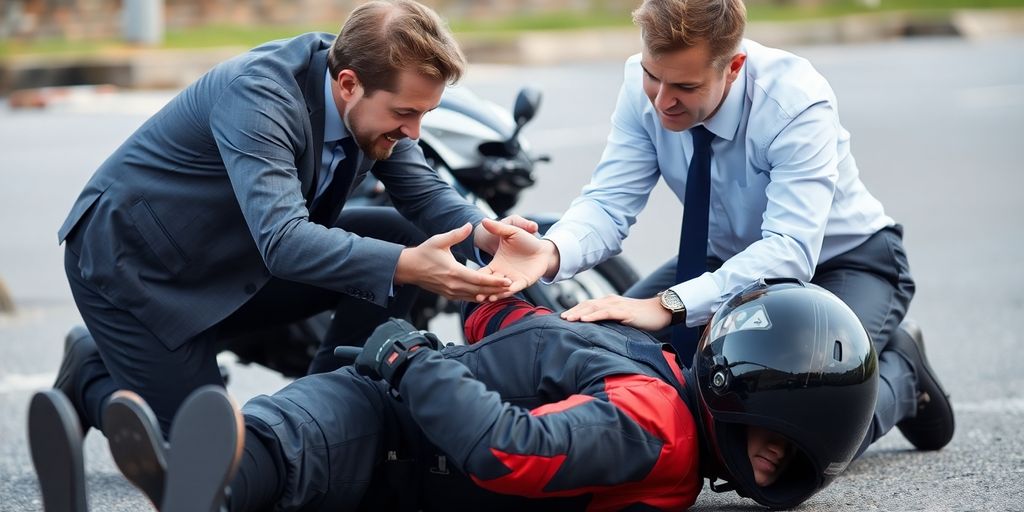 Meet Your Douglasville Motorcycle Injury Legal Team at Singhtoro Law PA 2 Motorcycle accident lawyer meeting injured biker.