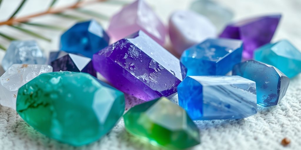 Cristalli colorati su sfondo naturale