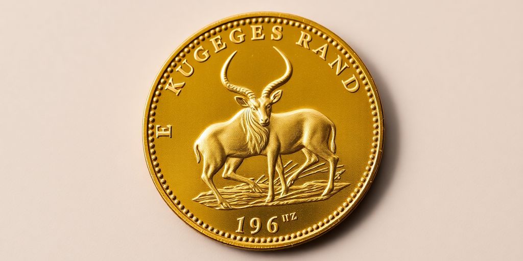 Un lingot d'or Krugerrand sur un fond neutre.