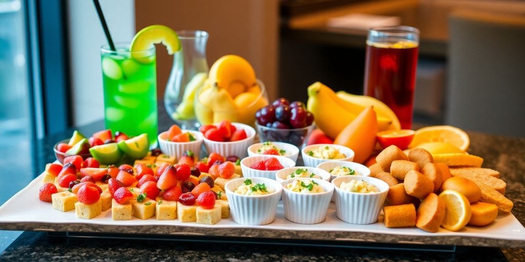 อาหารว่างจัดเรียงสวยงาม สำหรับบริการเบรค