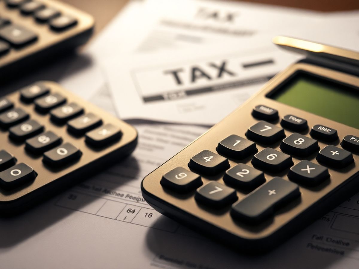 Calculator și formulare fiscale pe birou.