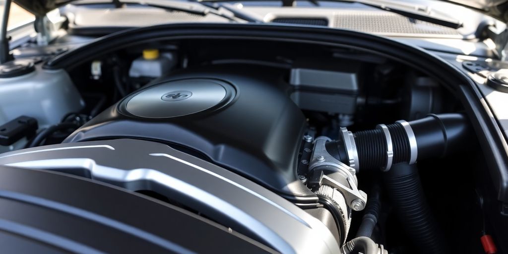 Chrysler 300C engine bay, new parts.