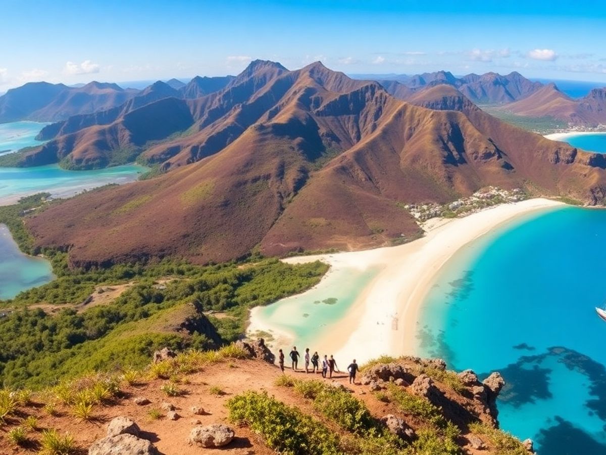 Tourists enjoying the picturesque Komodo Island scenery.