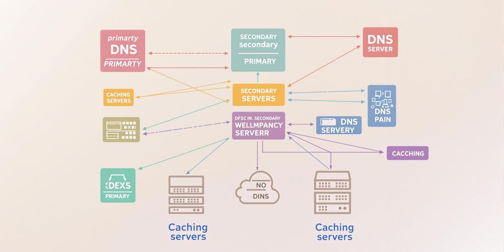 Illustration of different types of DNS servers.