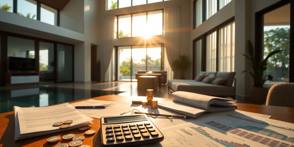 Thai house with tax documents scattered around.