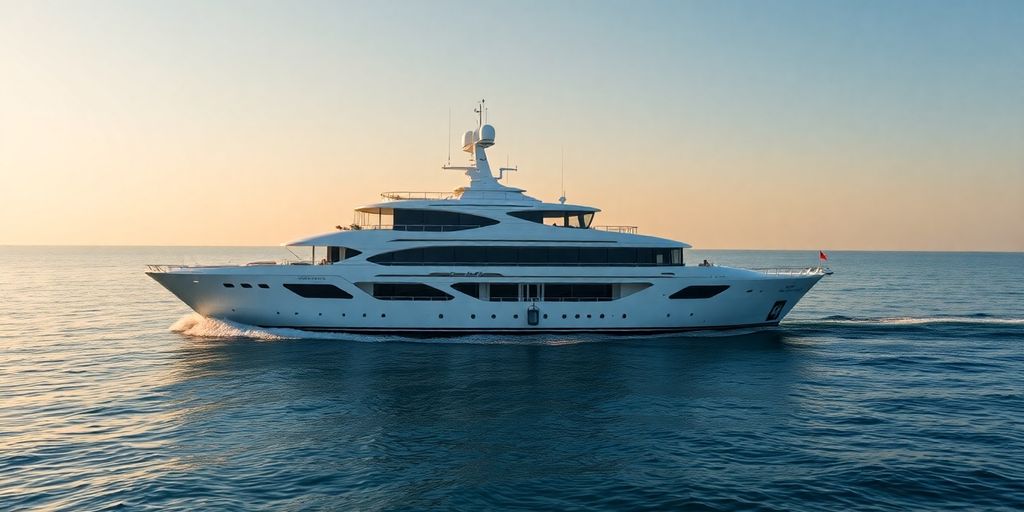 Lady B yacht sailing on clear blue water.