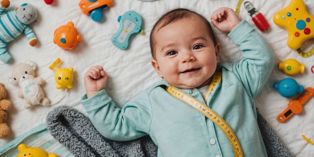 Baby with measuring tape on chest