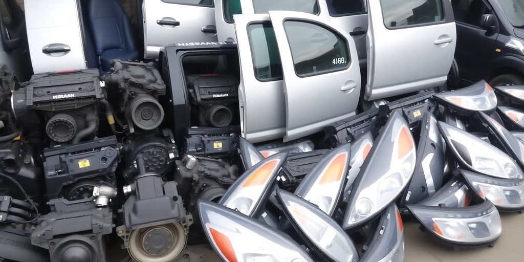 Nissan Navara truck parts laid out.