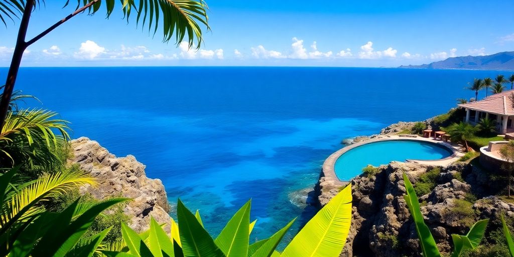 Luxury Cabo villa with infinity pool overlooking ocean cliffs.