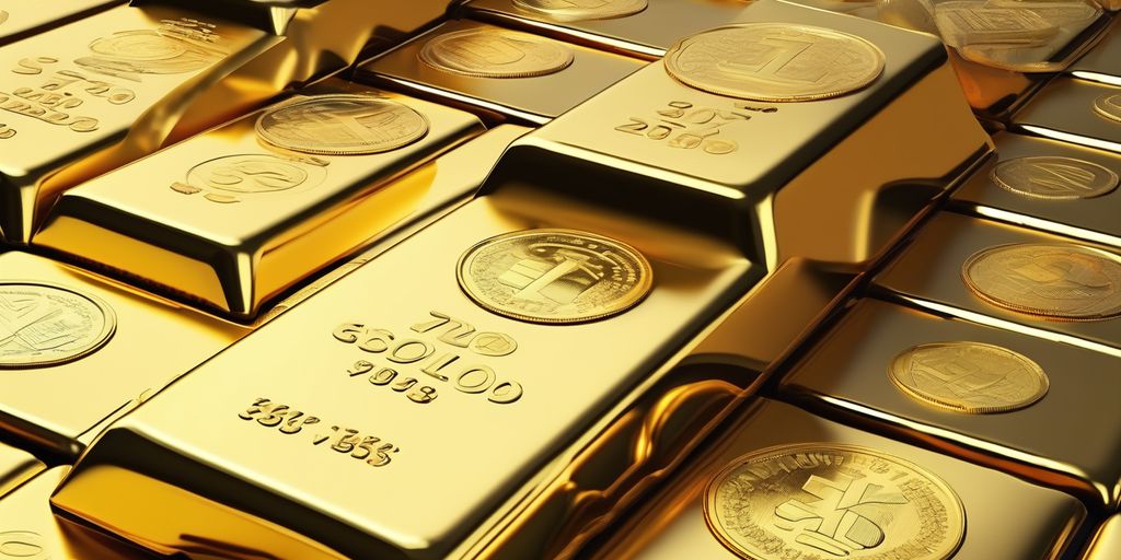 gold bars and coins with inflation graph