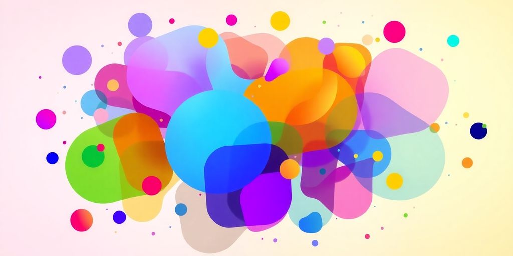 Colorful abstract shapes blending together in a dynamic composition.