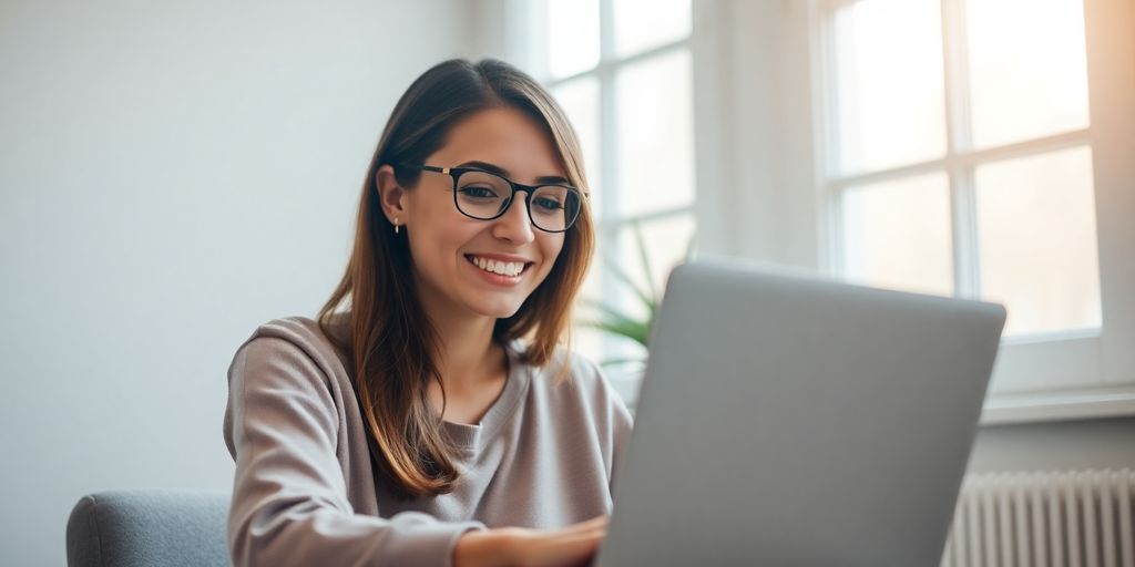 Blogger connecting with audience online.