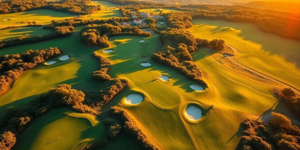 Aerial view of a beautiful golf course.