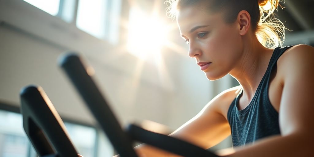 Person doing intense low-impact cardio workout.