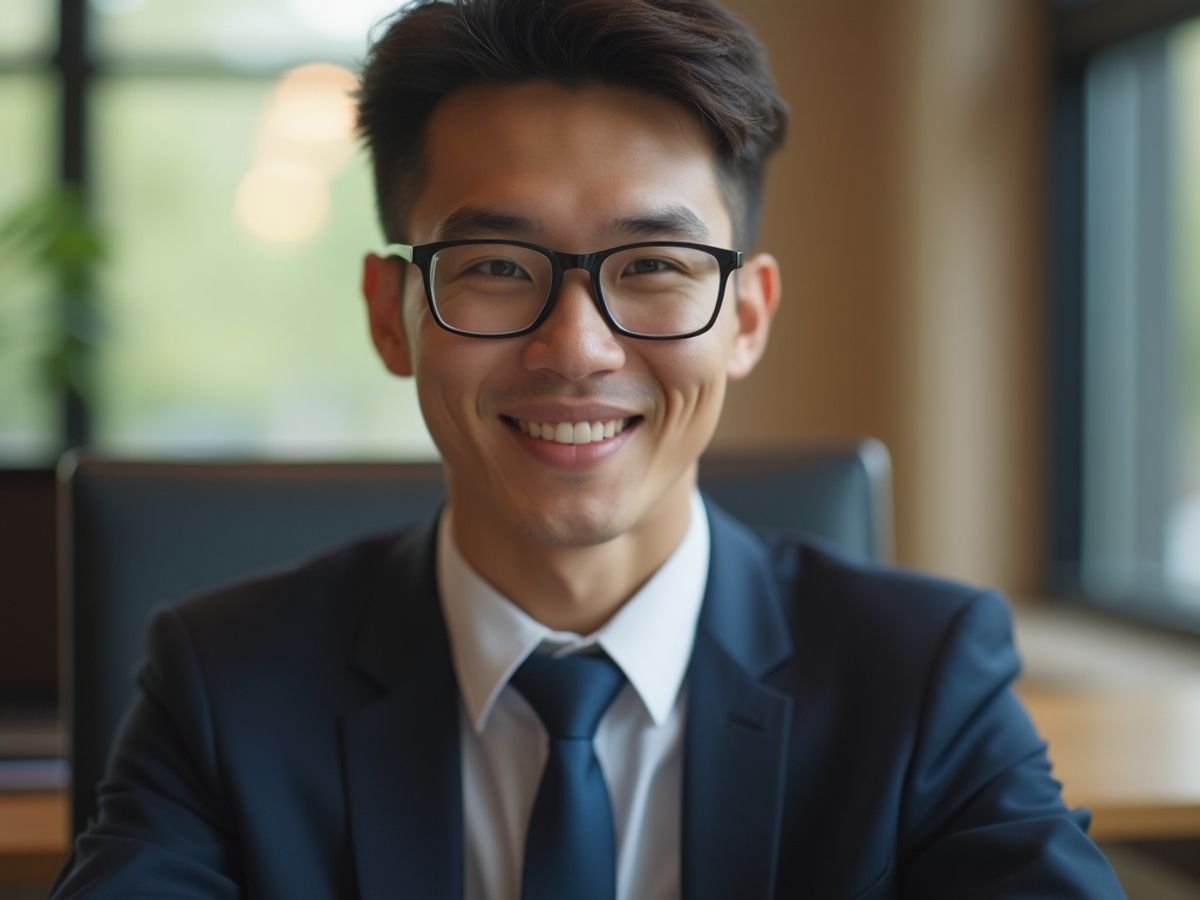 Candidate preparing for a scholarship interview in formal attire.