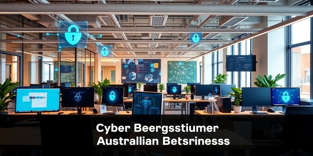 Office workspace with cybersecurity tools and technology.