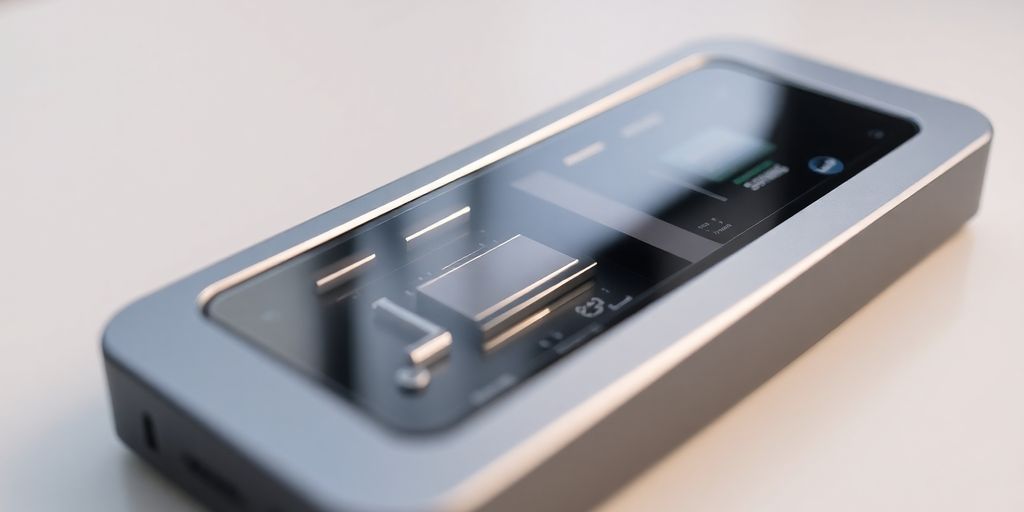 Close-up of advanced glucose monitoring device.