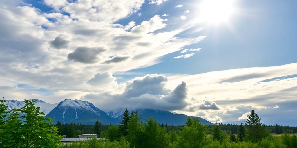 Scenic Anchorage landscape showing diverse weather conditions.
