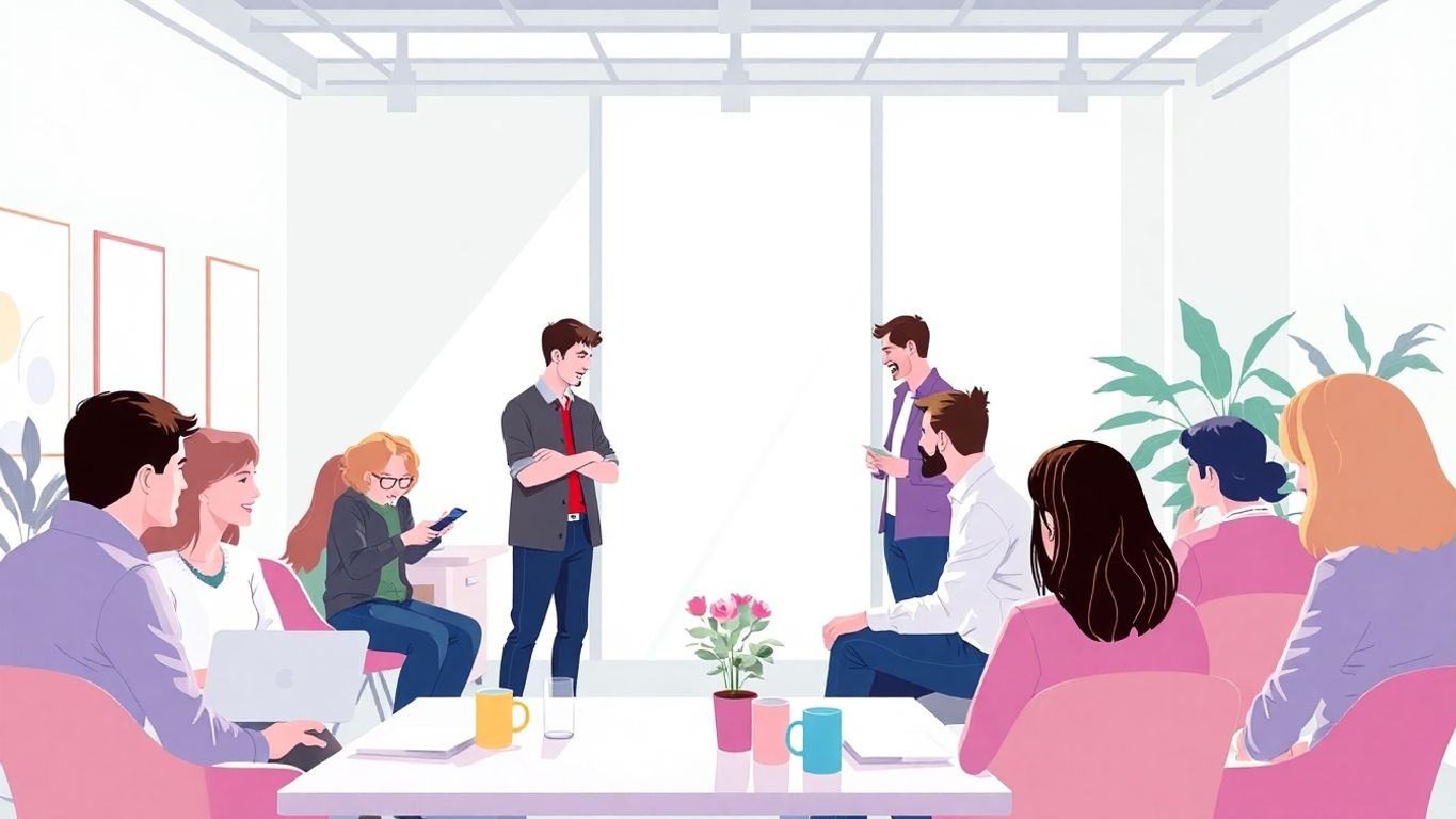 Mangfoldige gründere samarbeider i en lys arbeidsplass.