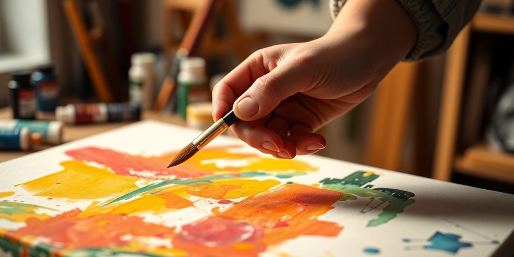 Artist's hands making art.