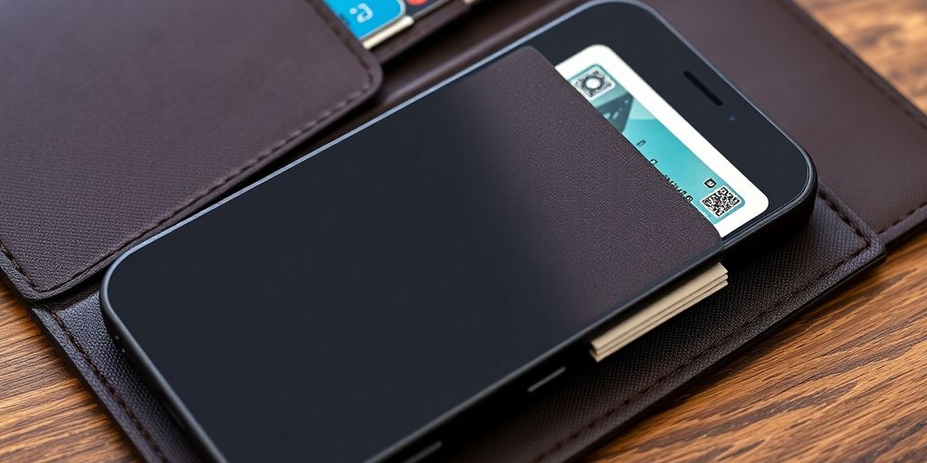 iPhone 14 wallet case with cards and cash.