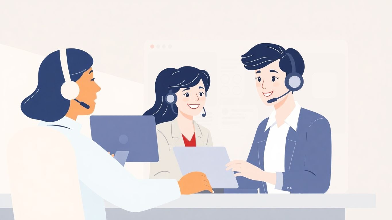 Illustrasjon av kundestøtte i moderne stil.