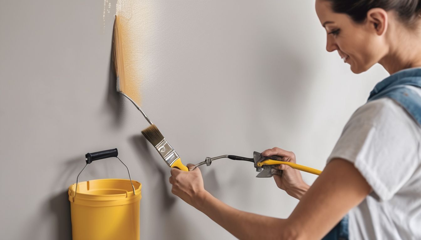 person painting a wall in a home with budget-friendly tools