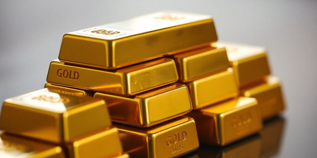 Des barres d'or brillantes empilées élégamment.