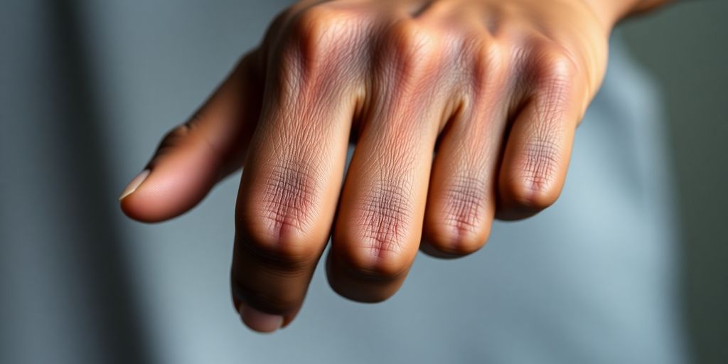 Close-up of knuckles with a dark tone.