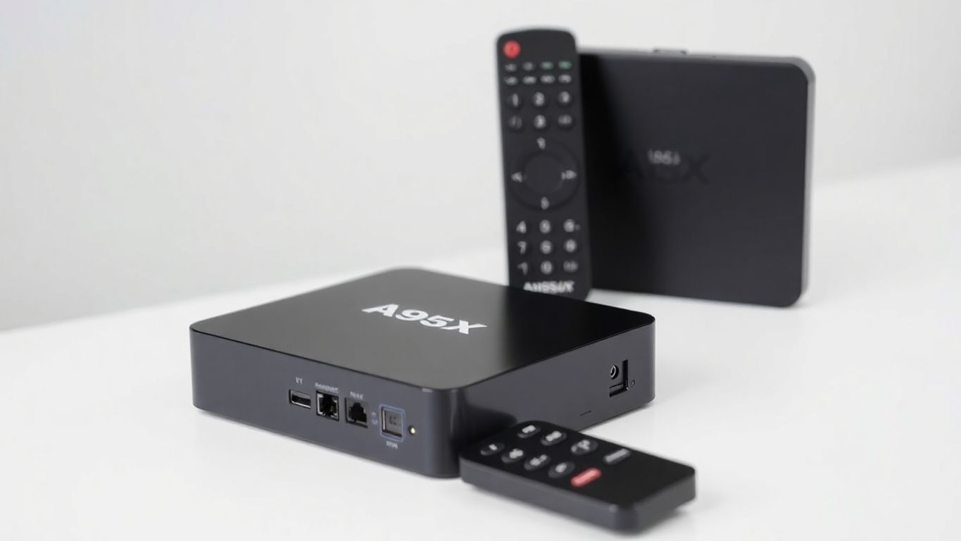 صندوق A95X R2 Android TV مع جهاز تحكم عن بعد.