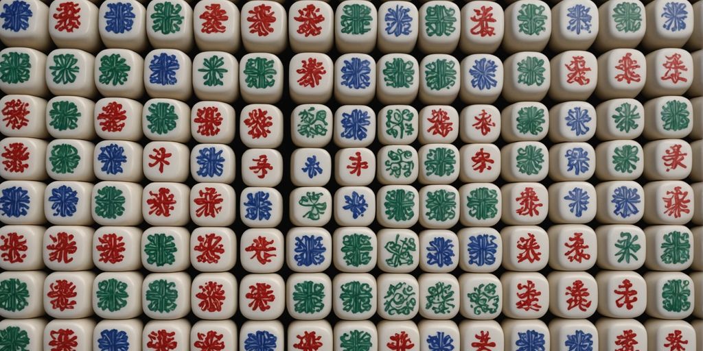 Mahjong number tiles in neat rows