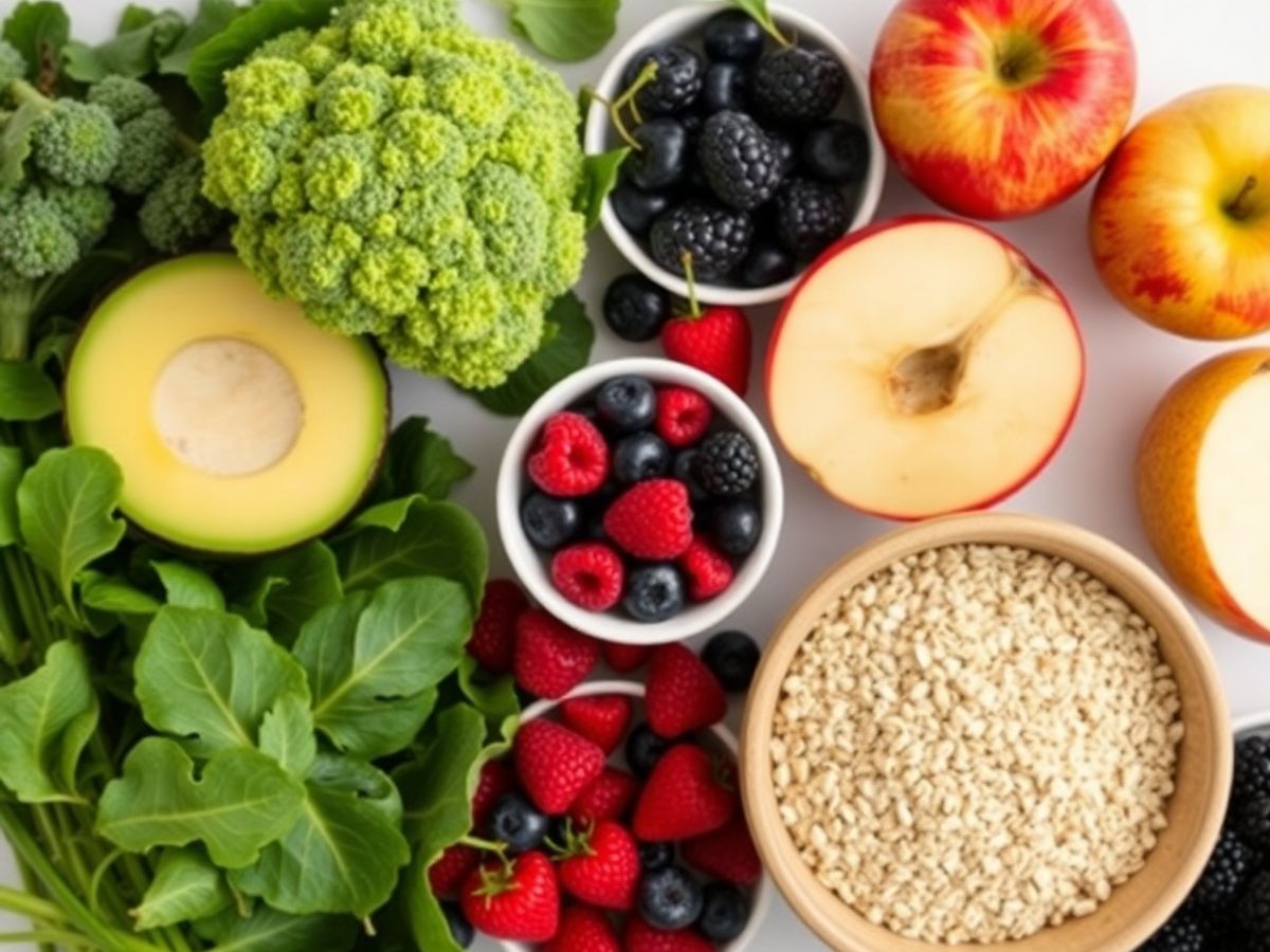 Alimente variate pentru sănătate digestivă: legume, fructe, cereale integrale.