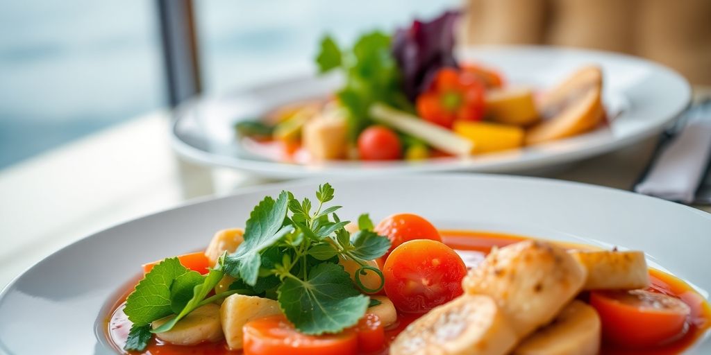 Delicious meal served on a ship.