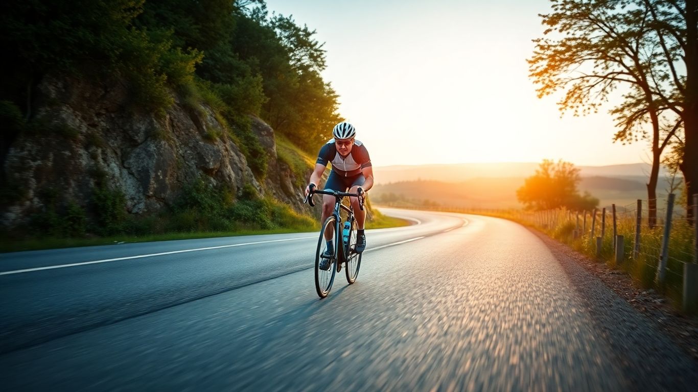 Cyclist on a road during a training ride.